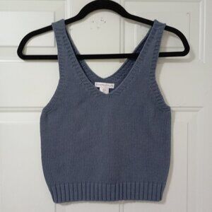 Sincerely Jules Blue Knit Sleeveless V-Neck Tank Top Size S Womens Apparel
